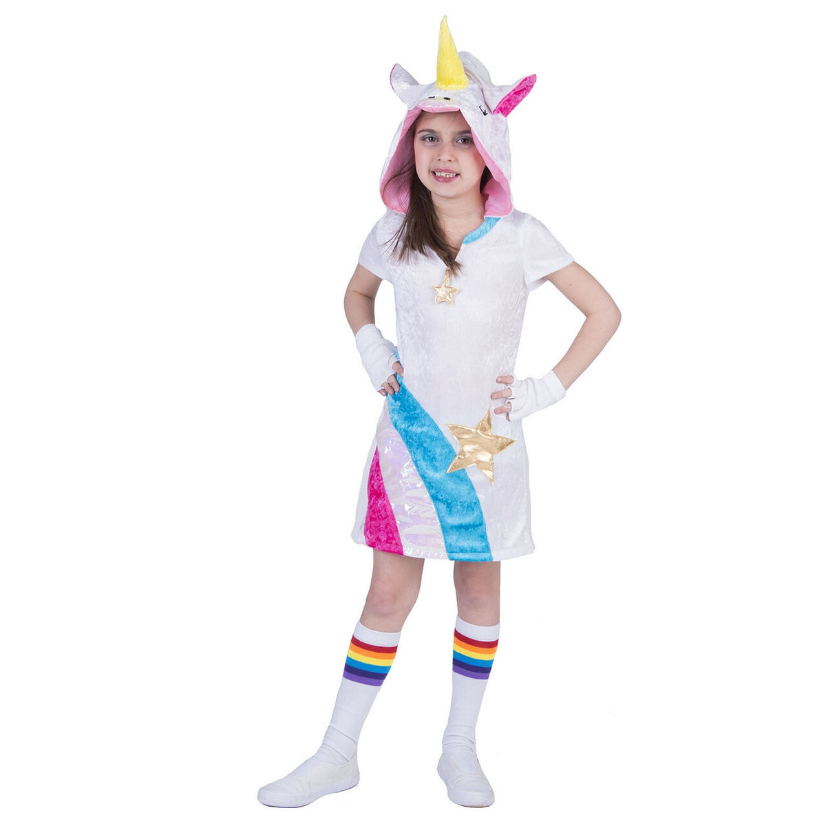 Op deze afbeelding zie je een Kostuums, van het merk Funny Fashion. Fantasie Eenhoorn Gouden Ster Meisje Kostuum