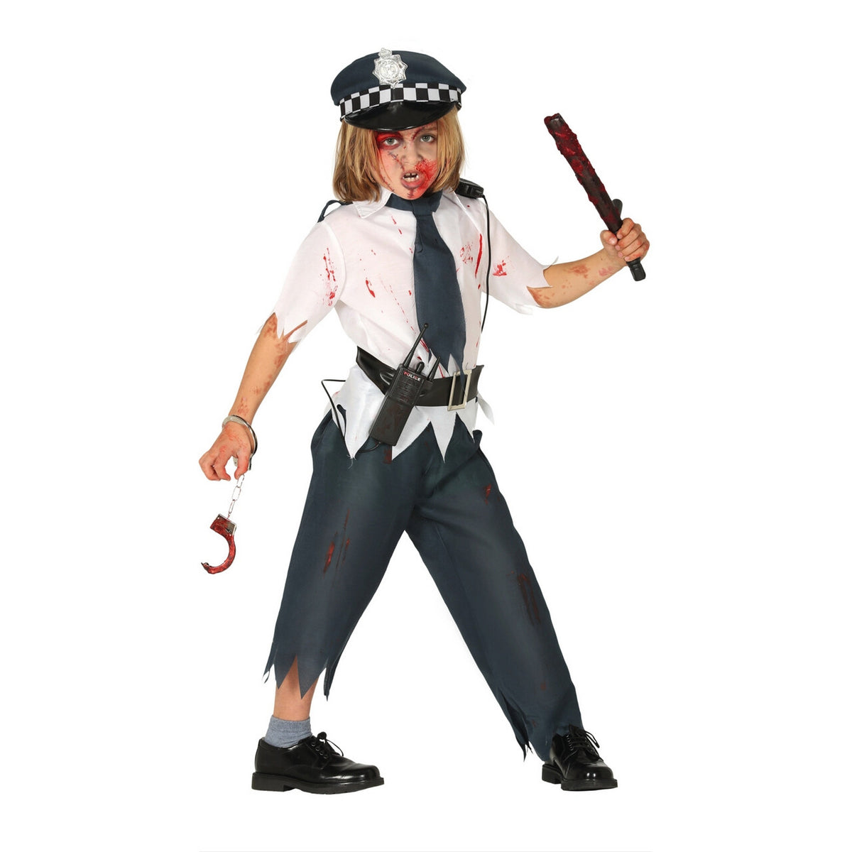 Op deze afbeelding zie je een Kostuums, van het merk Guirca. Uit De Hand Gelopen Arrestatie Politie Zombie Jongen Kostuum