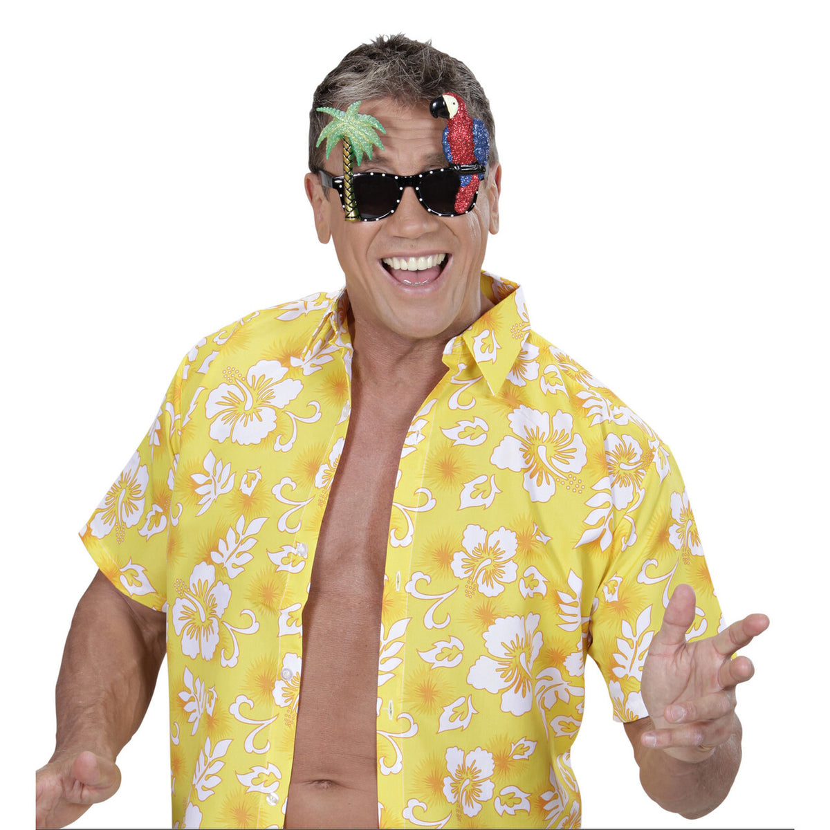 Op deze afbeelding zie je een Accessoires, van het merk Widmann. Bril Tropisch Papegaai En Palmboom