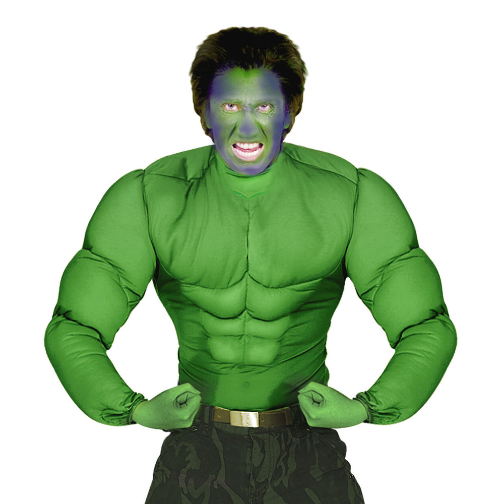 Op deze afbeelding zie je een Kostuums, van het merk Widmann. Machtig Spierenshirt Groen Volwassen Man