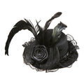 Mini Chapeau Noir Avec Fleur Tulle Et Plumes