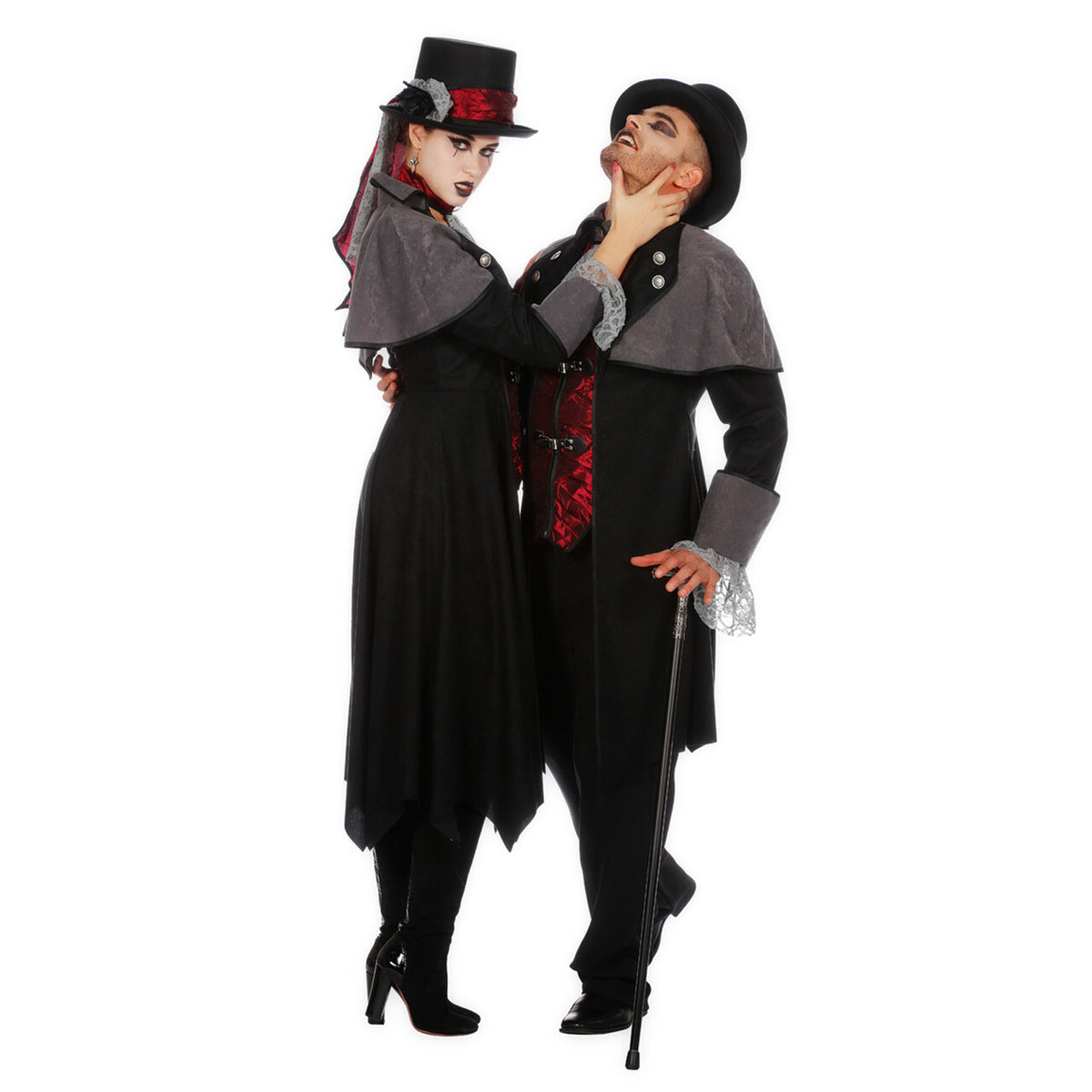 Op deze afbeelding zie je een Kostuums, van het merk Wilbers. Steampunk Vampier 19e Eeuw Jas Vrouw Kostuum