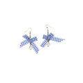 Boucles Doreilles Perles Avec Nœud Vichy Bleu