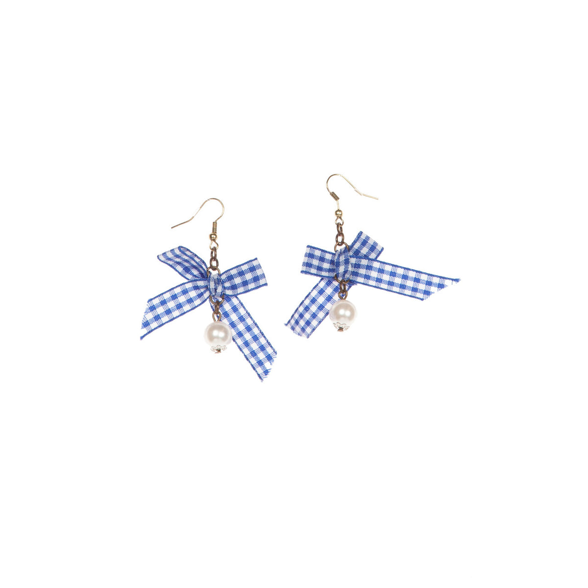 Op deze afbeelding zie je een Accessoires, van het merk Wilbers. Oorbellen Dirndl Parel Met Geruit Strikje Blauw