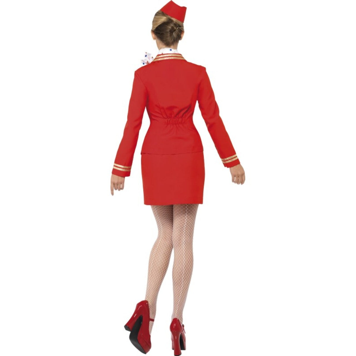 Op deze afbeelding zie je een Kostuums, van het merk Smiffy's. Rode Stewardess Vrouw Kostuum