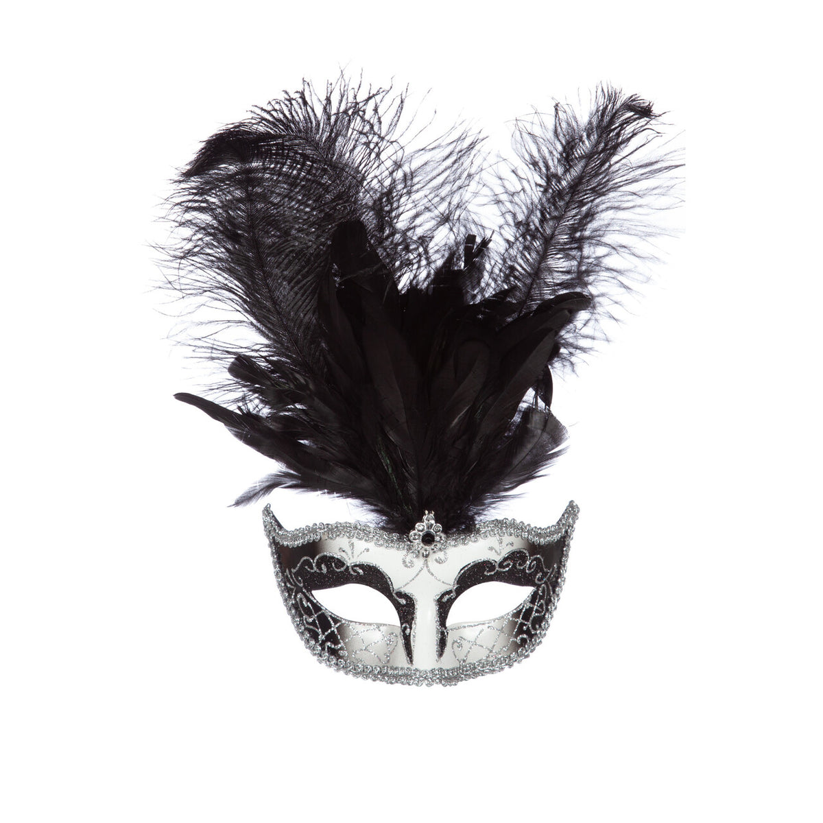 Op deze afbeelding zie je een Accessoires, van het merk Wilbers. Opvallend Venetiaans Masker Zwart Emerald Beauty Silver