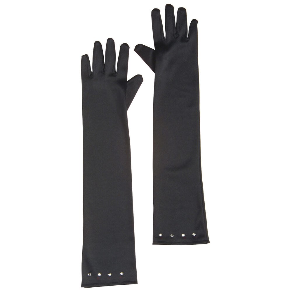 Op deze afbeelding zie je een Accessoires, van het merk Widmann. Ms Classy Lips Glamourgirl Handschoenen Satijn, Kind Zwart