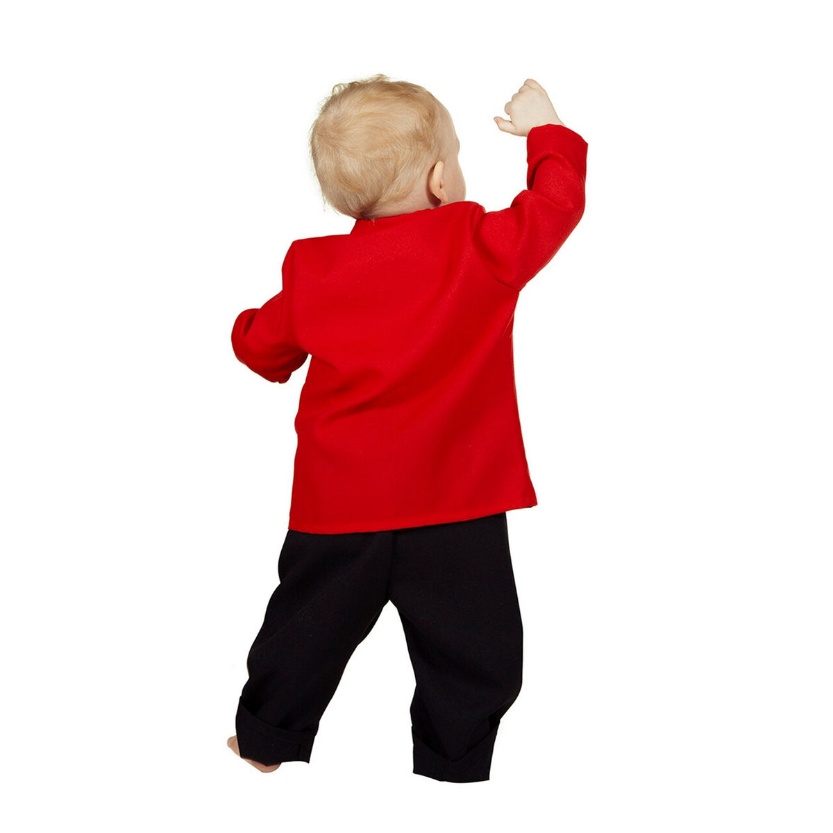 Op deze afbeelding zie je een Kostuums, van het merk Wilbers. Brandweerman Sim Brandweer Rood (Baby) Kind Kostuum