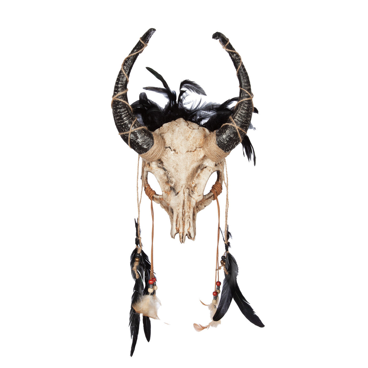 Op deze afbeelding zie je een Accessoires, van het merk Wilbers. Wit Sjamanistisch Schedelmasker Met Hoorns