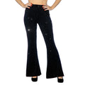 Pantalon Évasé Scintillant Noir Femme