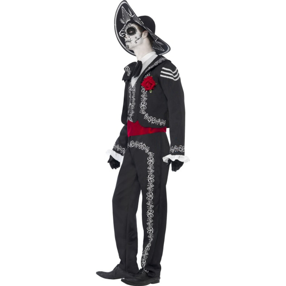 Op deze afbeelding zie je een Kostuums, van het merk Smiffy's. Zwart Day Of The Dead Senor Bones Man Kostuum