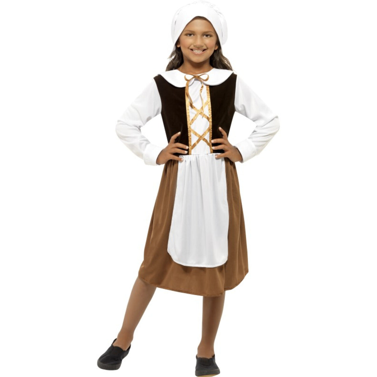 Op deze afbeelding zie je een Kostuums, van het merk Smiffy's. Engels Koningshuis Tudor Meisje Kostuum
