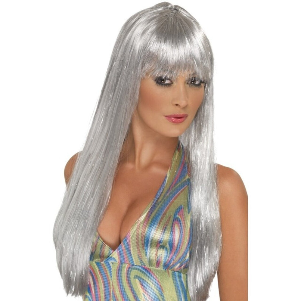 Op deze afbeelding zie je een Accessoires, van het merk Smiffy's. Glitter Disco Pruik Vrouw