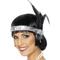 Bandeau Flapper Satin Argent Femme