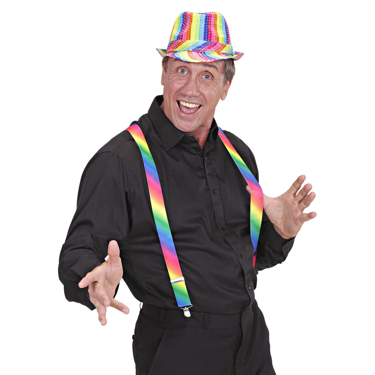 Op deze afbeelding zie je een Accessoires, van het merk Widmann. Bretels Regenboog