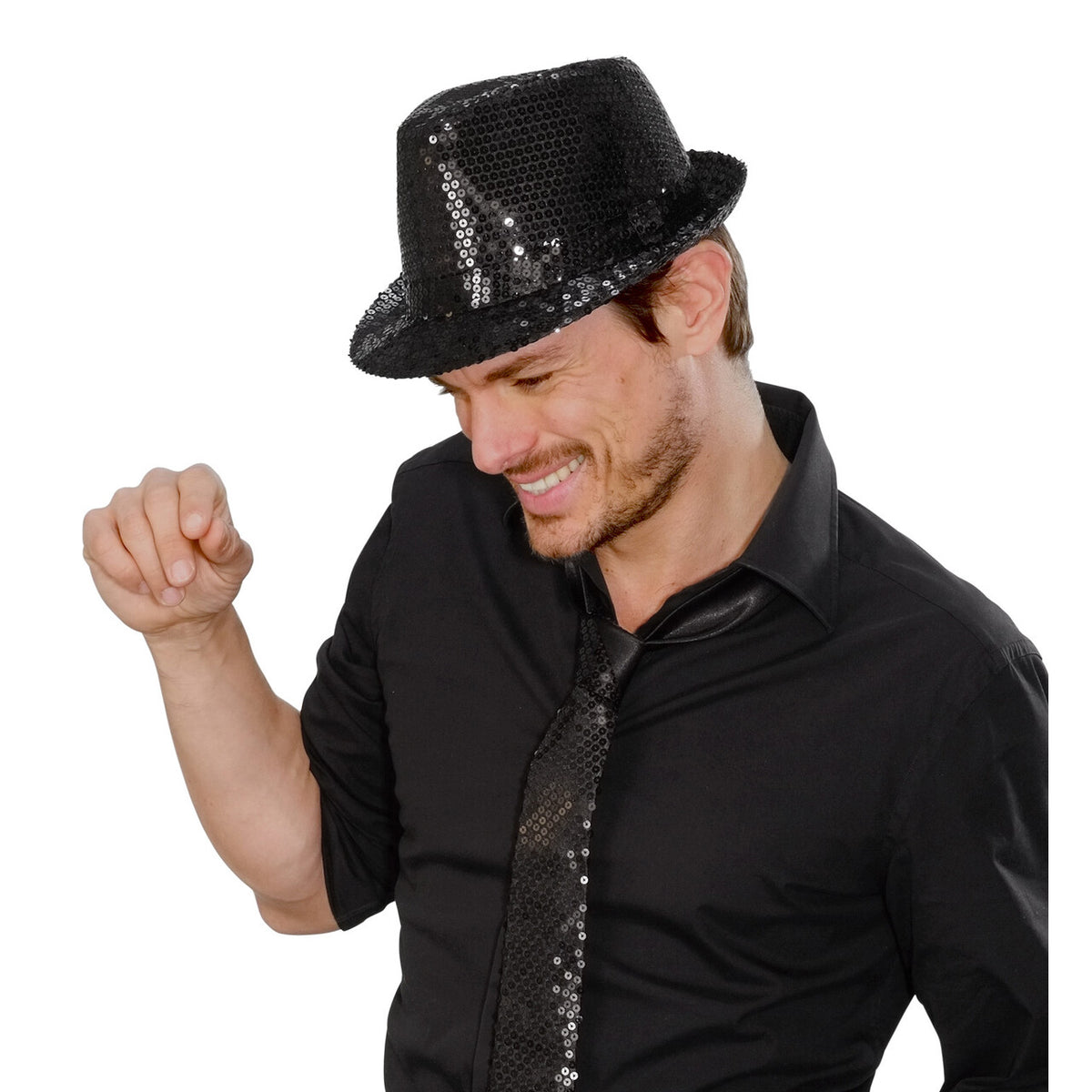 Op deze afbeelding zie je een Accessoires, van het merk Widmann. Disco Deukhoed Pailletten Zwart