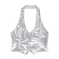 Gilet à Paillettes Femme Argent