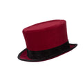 Haut-De-Forme En Velours Rouge Avec Bande Noire