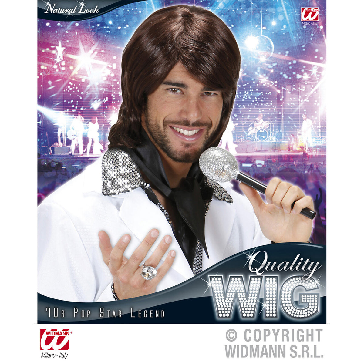 Op deze afbeelding zie je een Accessoires, van het merk Widmann. Pruik 70s Popster Benny