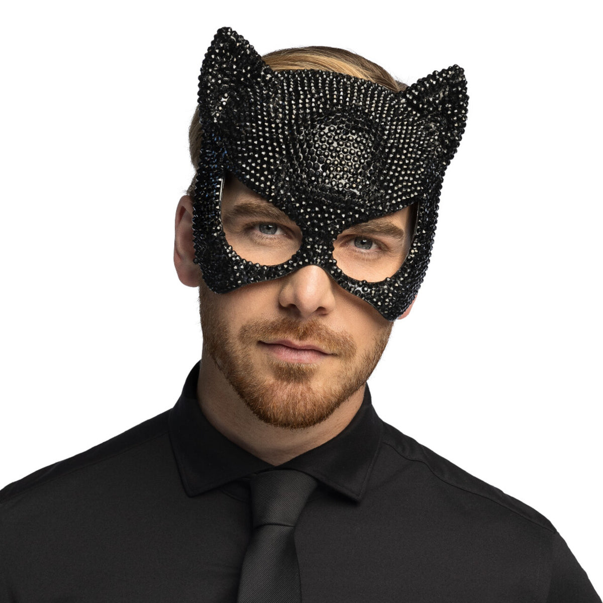 Op deze afbeelding zie je een Accessoires, van het merk Boland. Elegant Katten Halfmasker Met Strass