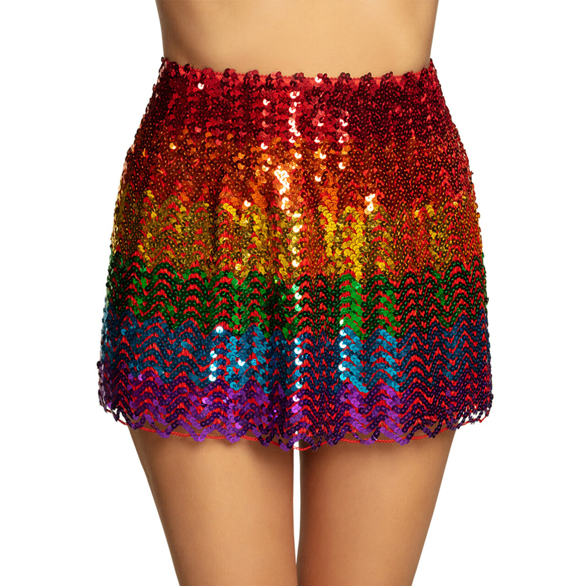 Op deze afbeelding zie je een Kostuums, van het merk Boland. Pailletten Rok Regenboog Festival Vrouw