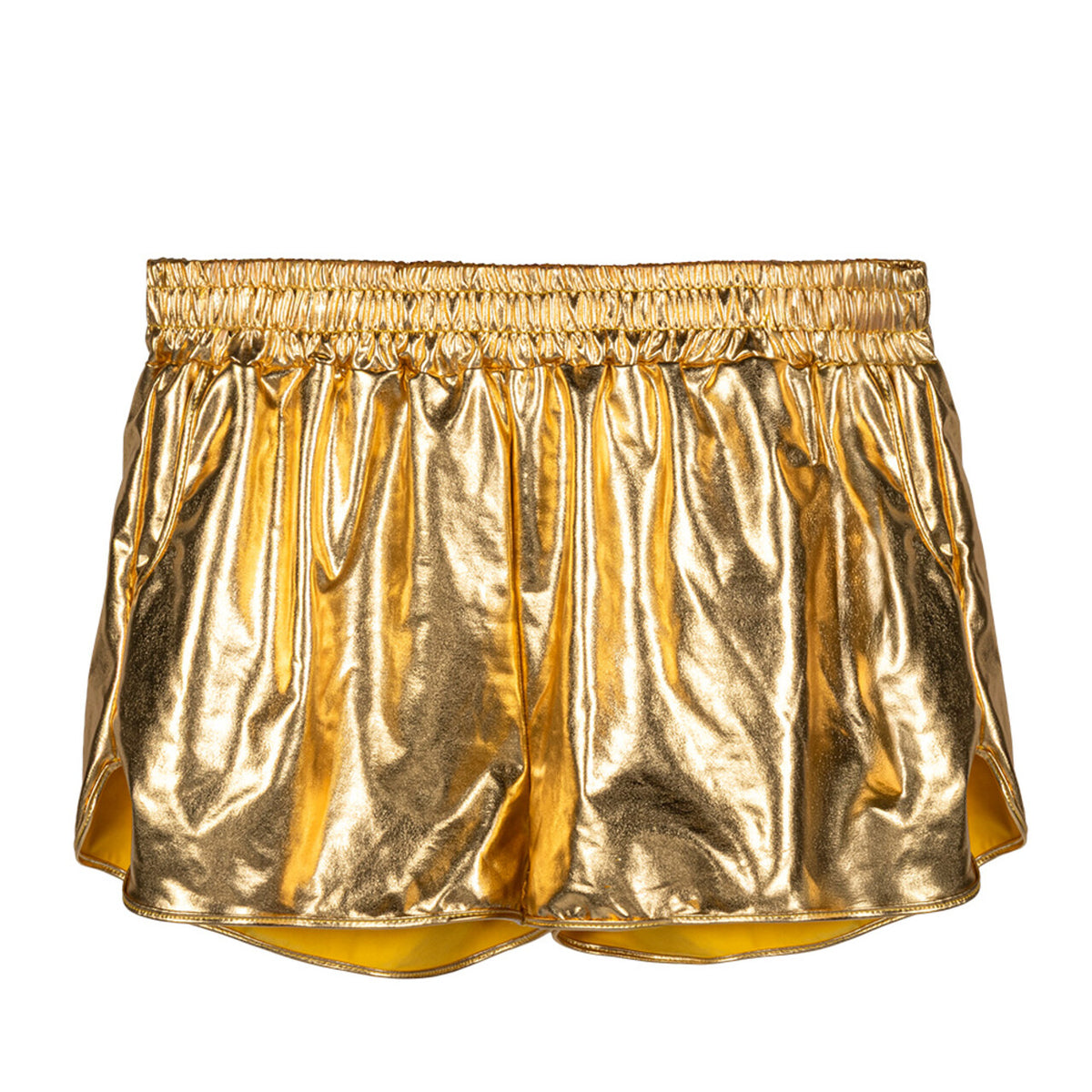 Op deze afbeelding zie je een Kostuums, van het merk Boland. Hotpants Metallic Shiny Sports Goud Vrouw