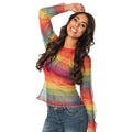 Chemise En Résille Manches Longues Arc-En-Ciel Années 80 Femme