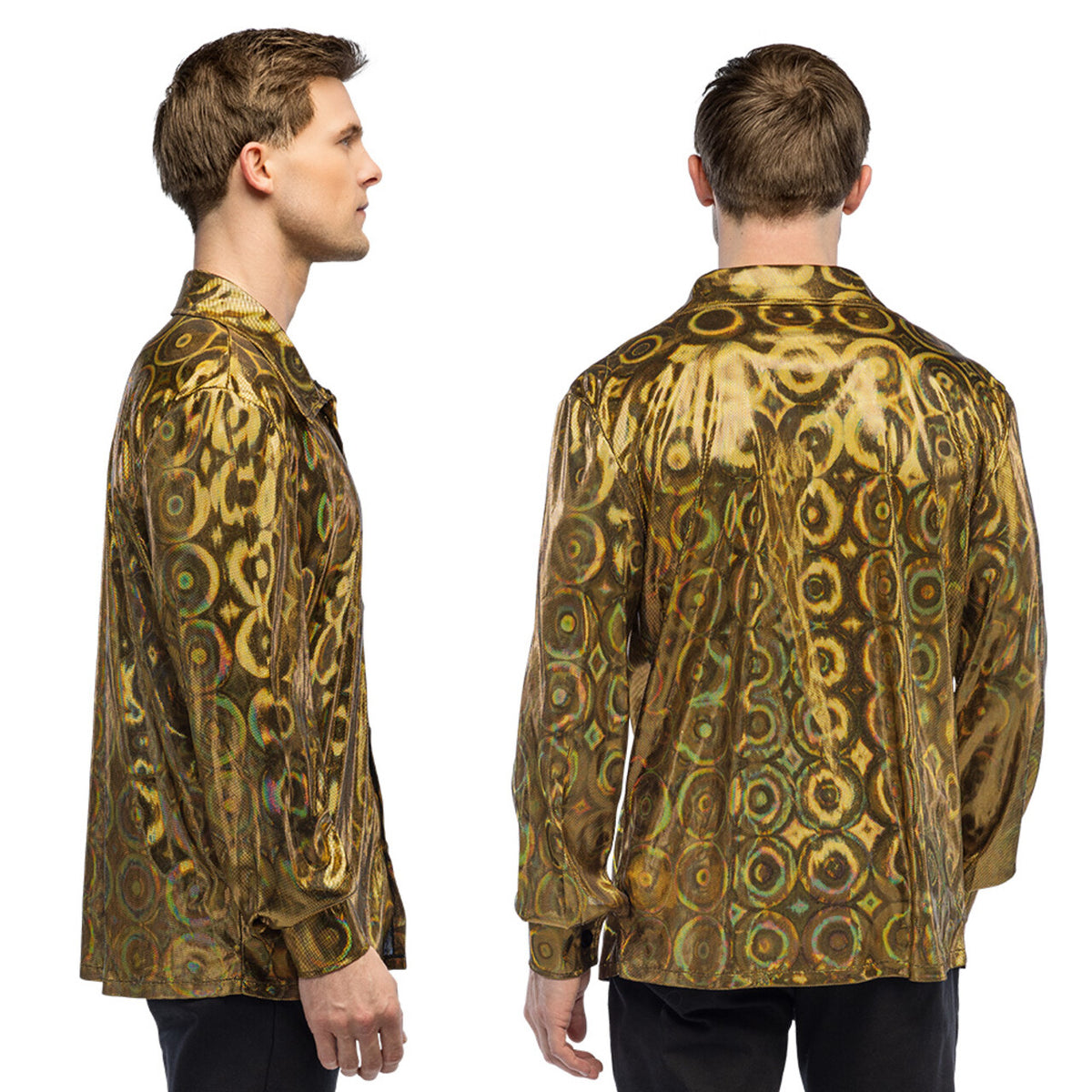 Op deze afbeelding zie je een Kostuums, van het merk Boland. Blouse Lumi Disco Goud Man