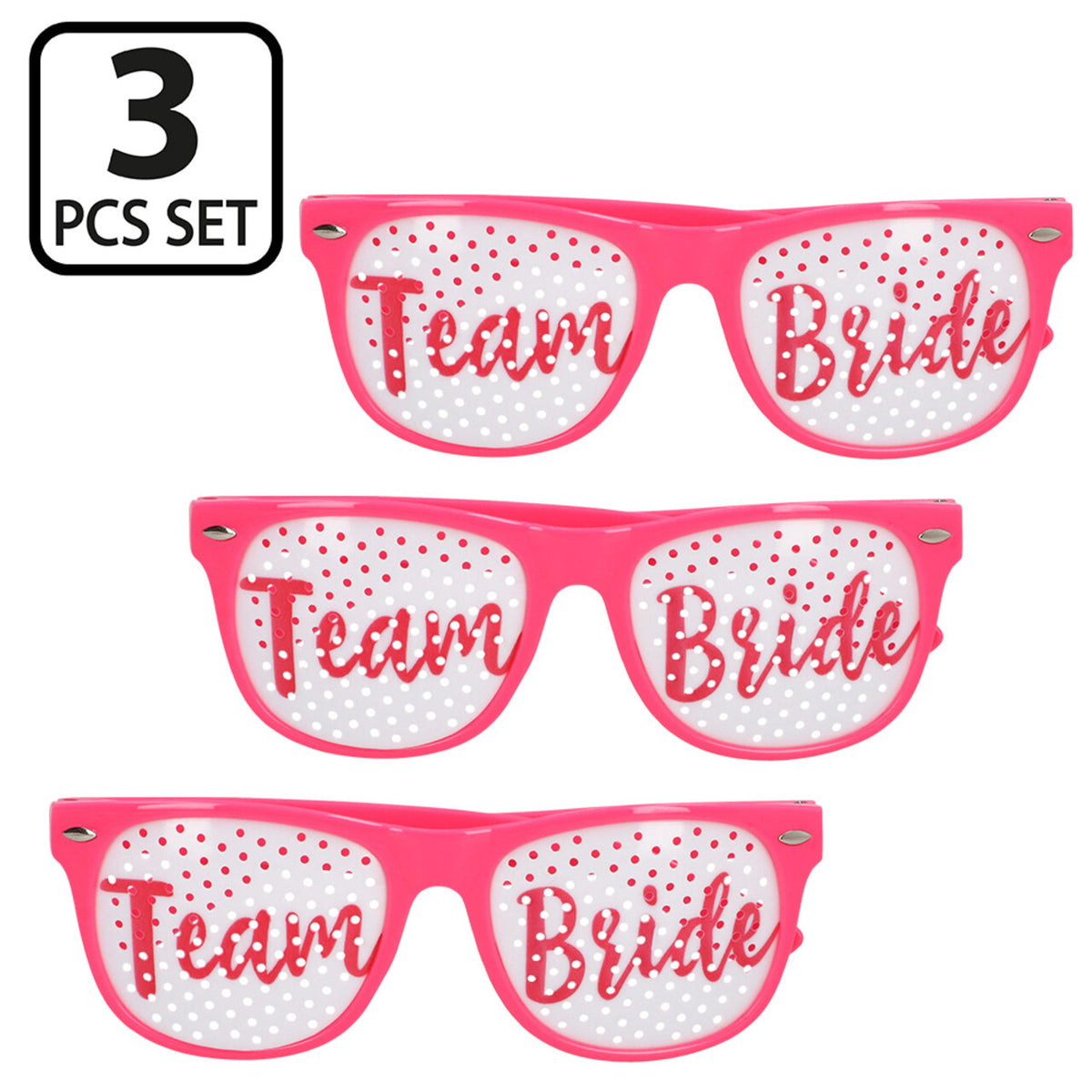 Op deze afbeelding zie je een Accessoires, van het merk Boland. Set 3 Partybrillen Pink Team Bride