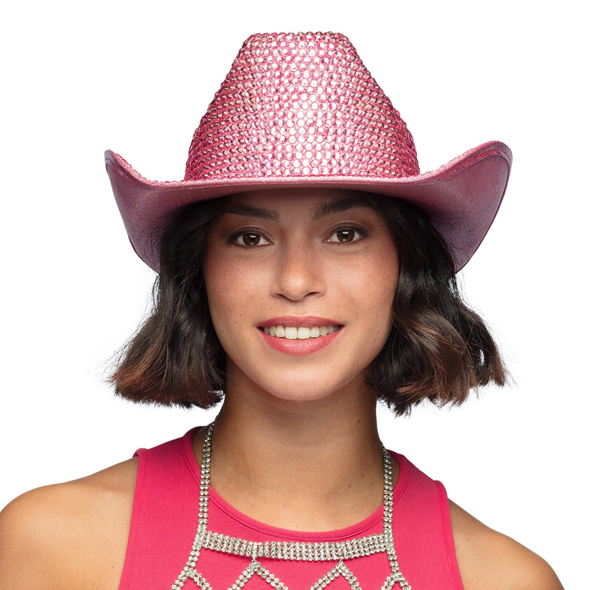 Op deze afbeelding zie je een Accessoires, van het merk Boland. Diva Strass Cowboyhoed Roze High Quality