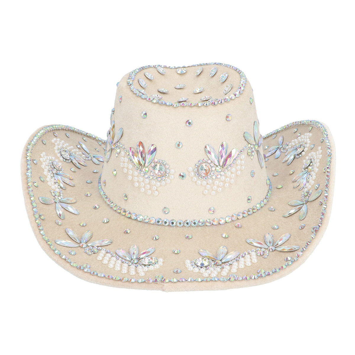 Op deze afbeelding zie je een Accessoires, van het merk Boland. Crystal Chaos Cowboyhoed Beige