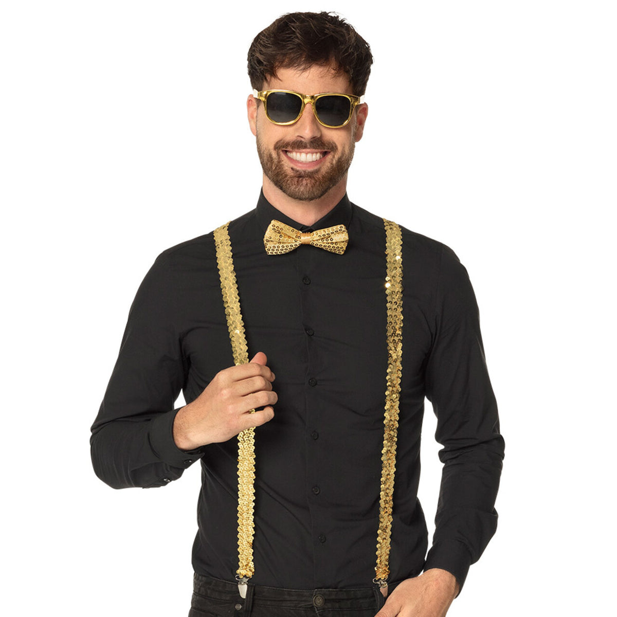 Op deze afbeelding zie je een Accessoires, van het merk Boland. Gentleman Party Pailletten Set Goud