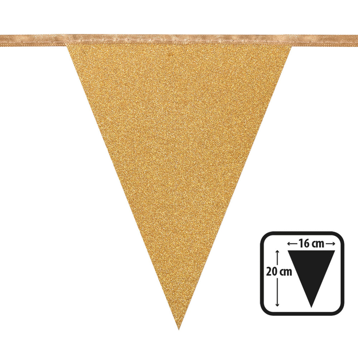 Op deze afbeelding zie je een Decoratie, van het merk Boland. Kartonnen Vlaggenlijn Glitter Goud