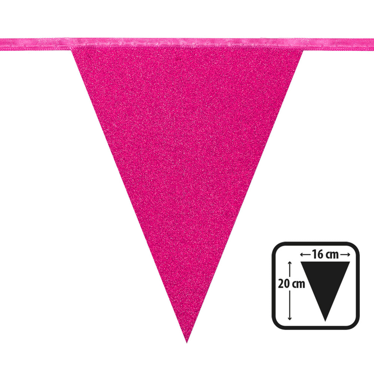 Op deze afbeelding zie je een Decoratie, van het merk Boland. Kartonnen Vlaggenlijn Glitter Roze