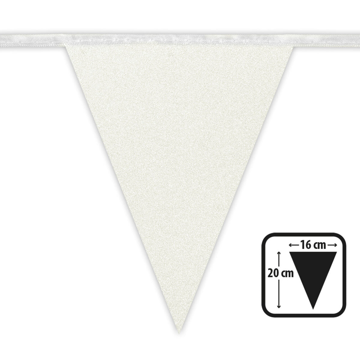 Op deze afbeelding zie je een Decoratie, van het merk Boland. Kartonnen Vlaggenlijn Glitter Wit