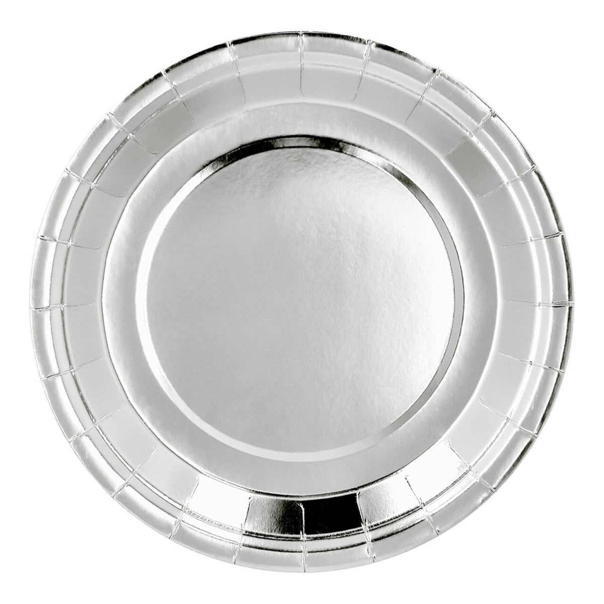Op deze afbeelding zie je een Decoratie, van het merk Boland. Papieren Feestbordjes Zilver 6 Stuks