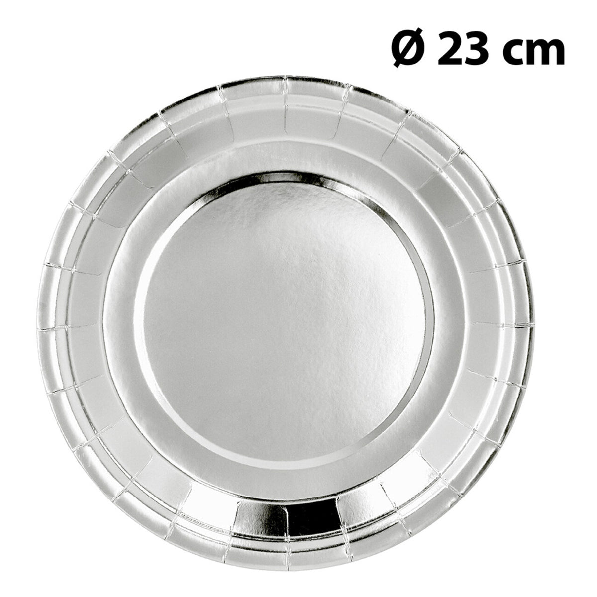 Op deze afbeelding zie je een Decoratie, van het merk Boland. Papieren Feestbordjes Zilver 6 Stuks