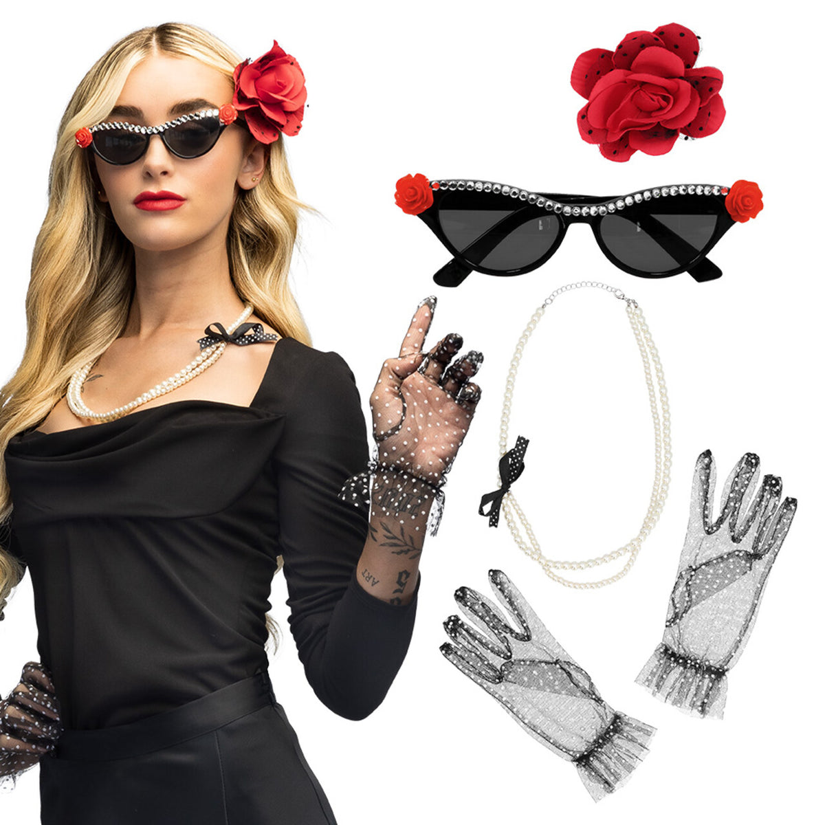 Op deze afbeelding zie je een Accessoires, van het merk Boland. Set Vintage Jaren 50 Girls Night Out