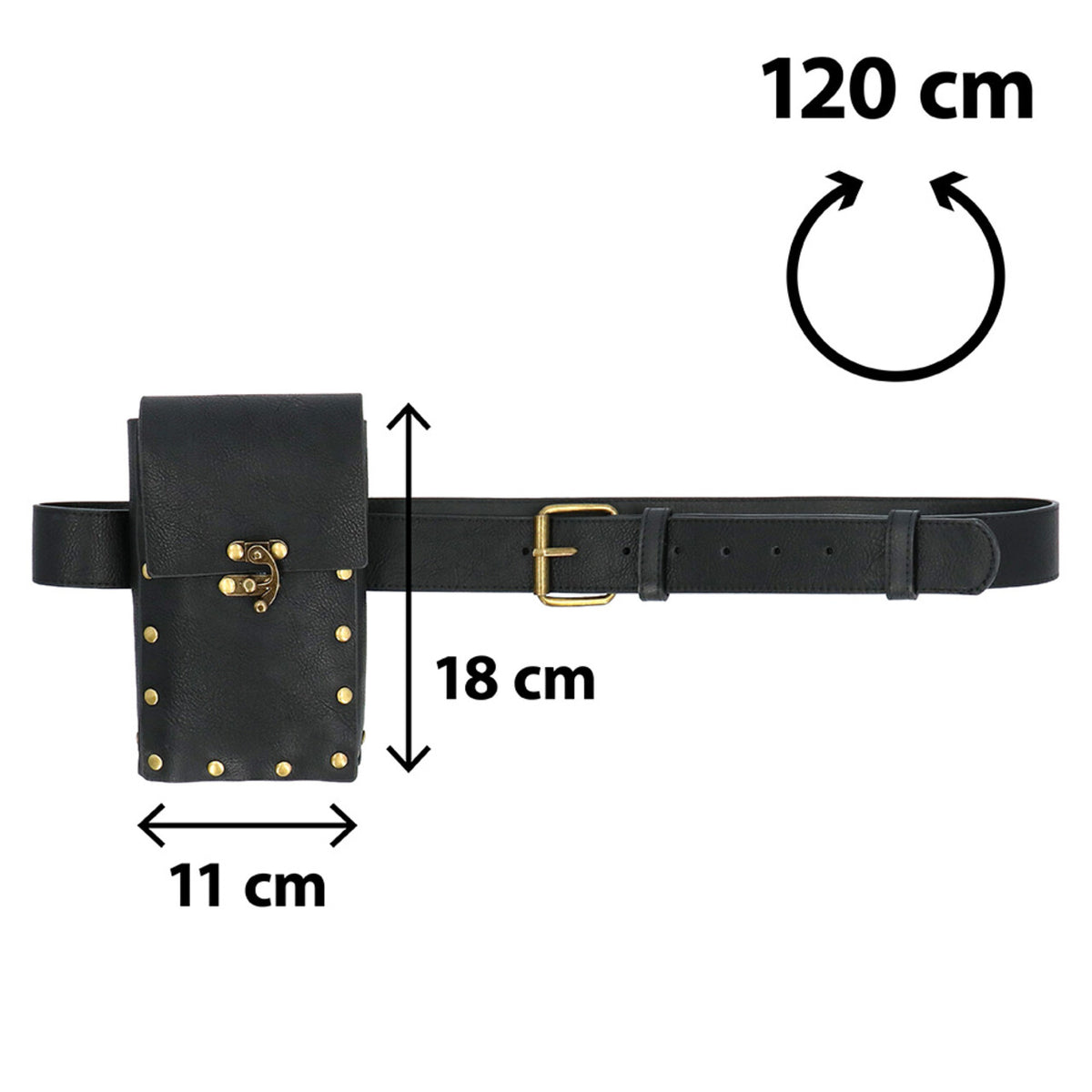Op deze afbeelding zie je een Accessoires, van het merk Boland. Zwarte Lederlook Heuptas Met Riem Blayze