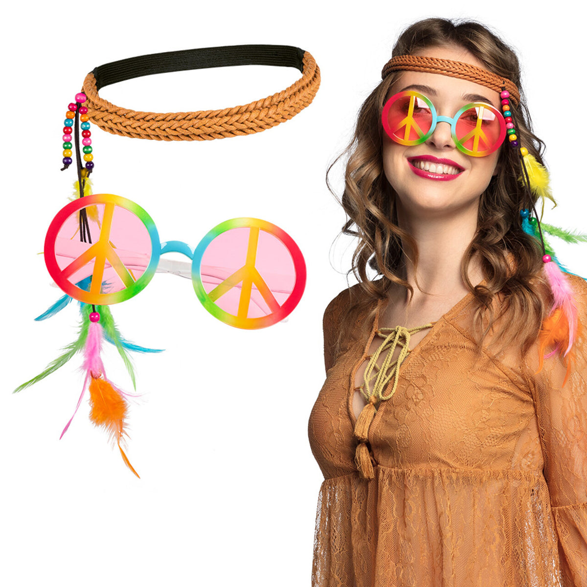 Op deze afbeelding zie je een Accessoires, van het merk Boland. Accessoire Set Hippie Bohemian Peacelover