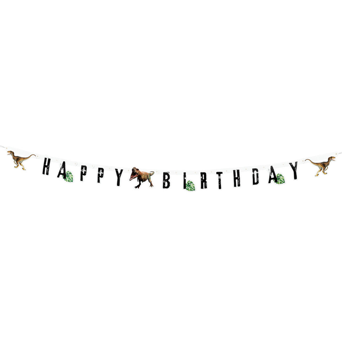 Op deze afbeelding zie je een Decoratie, van het merk Boland. Kartonnen Letterslinger T-Rex Happy Birthday