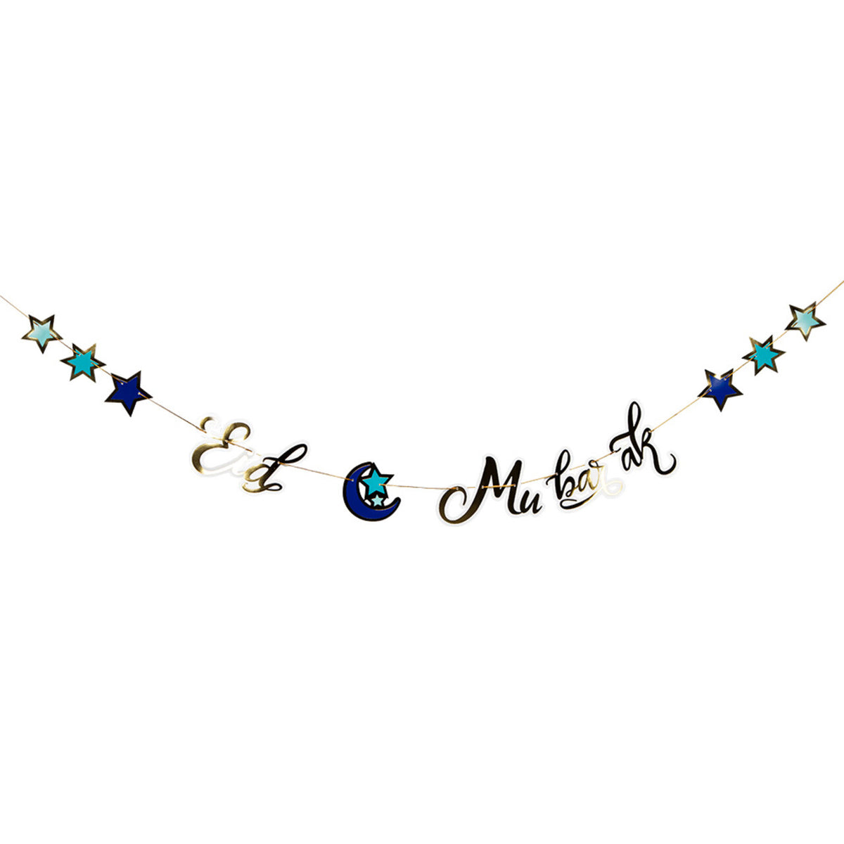 Op deze afbeelding zie je een Decoratie, van het merk Boland. Kartonnen Letterslinger Eid Mubarak
