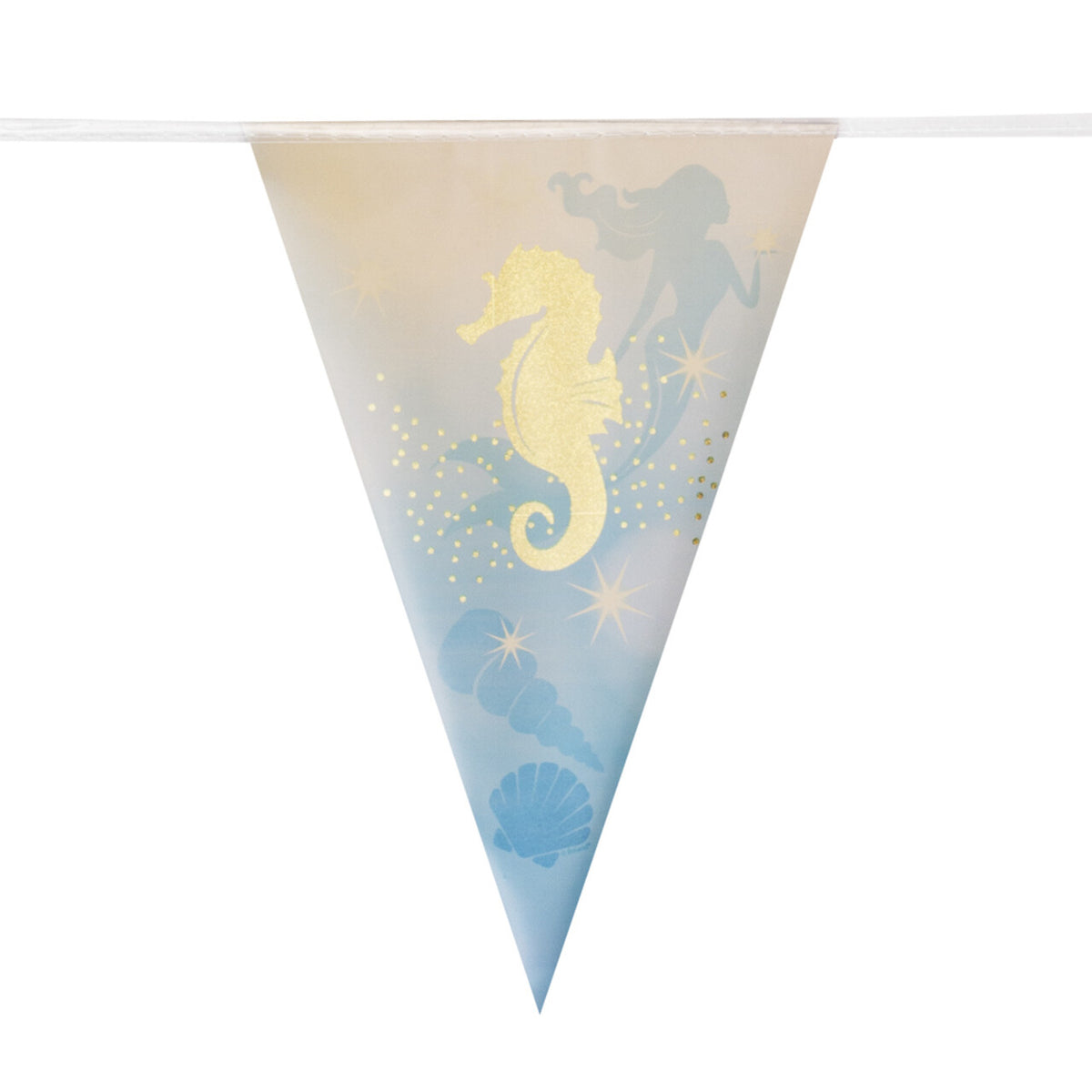 Op deze afbeelding zie je een Decoratie, van het merk Boland. Folie Vlaggenlijn Zeemeermin Zeepaardje
