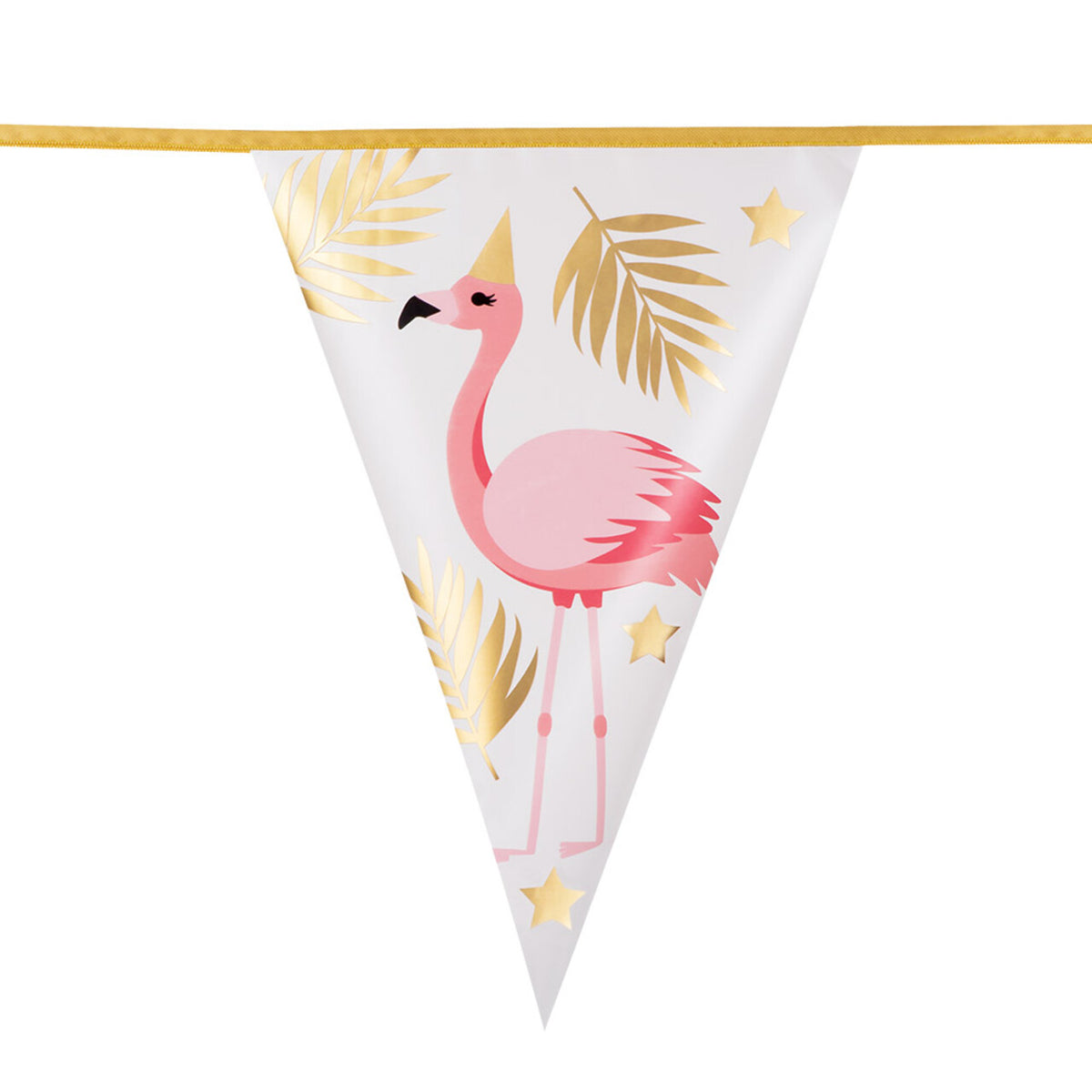 Op deze afbeelding zie je een Decoratie, van het merk Boland. Folie Vlaggenlijn Tropical Party Flamingo