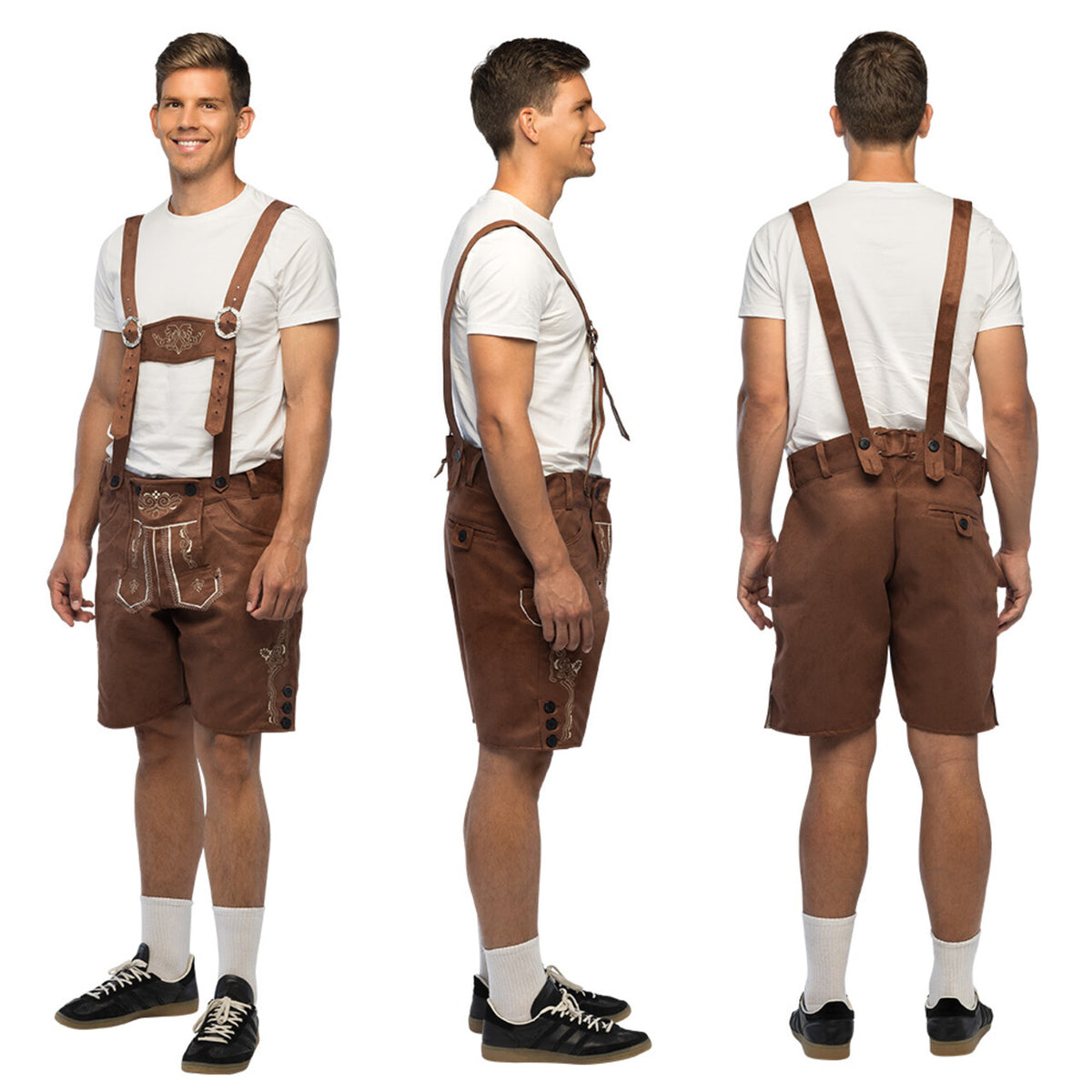 Op deze afbeelding zie je een Kostuums, van het merk Boland. Lederhose Bruin Tiroler Frits Man
