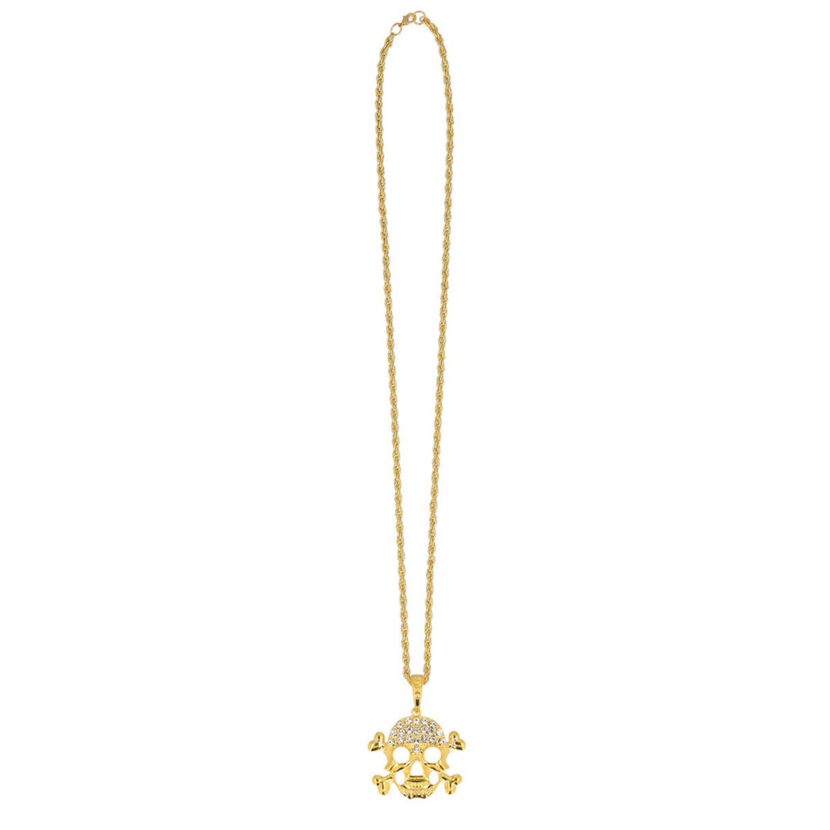 Op deze afbeelding zie je een Accessoires, van het merk Boland. Ketting Schedel Goud Met Glittersteentjes