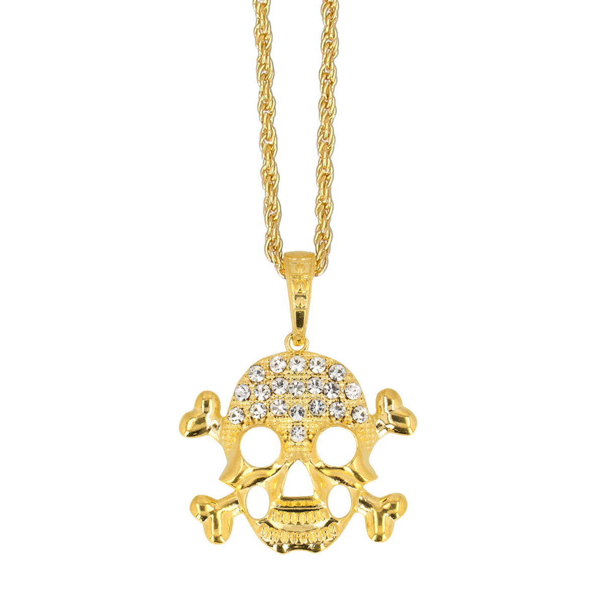 Op deze afbeelding zie je een Accessoires, van het merk Boland. Ketting Schedel Goud Met Glittersteentjes