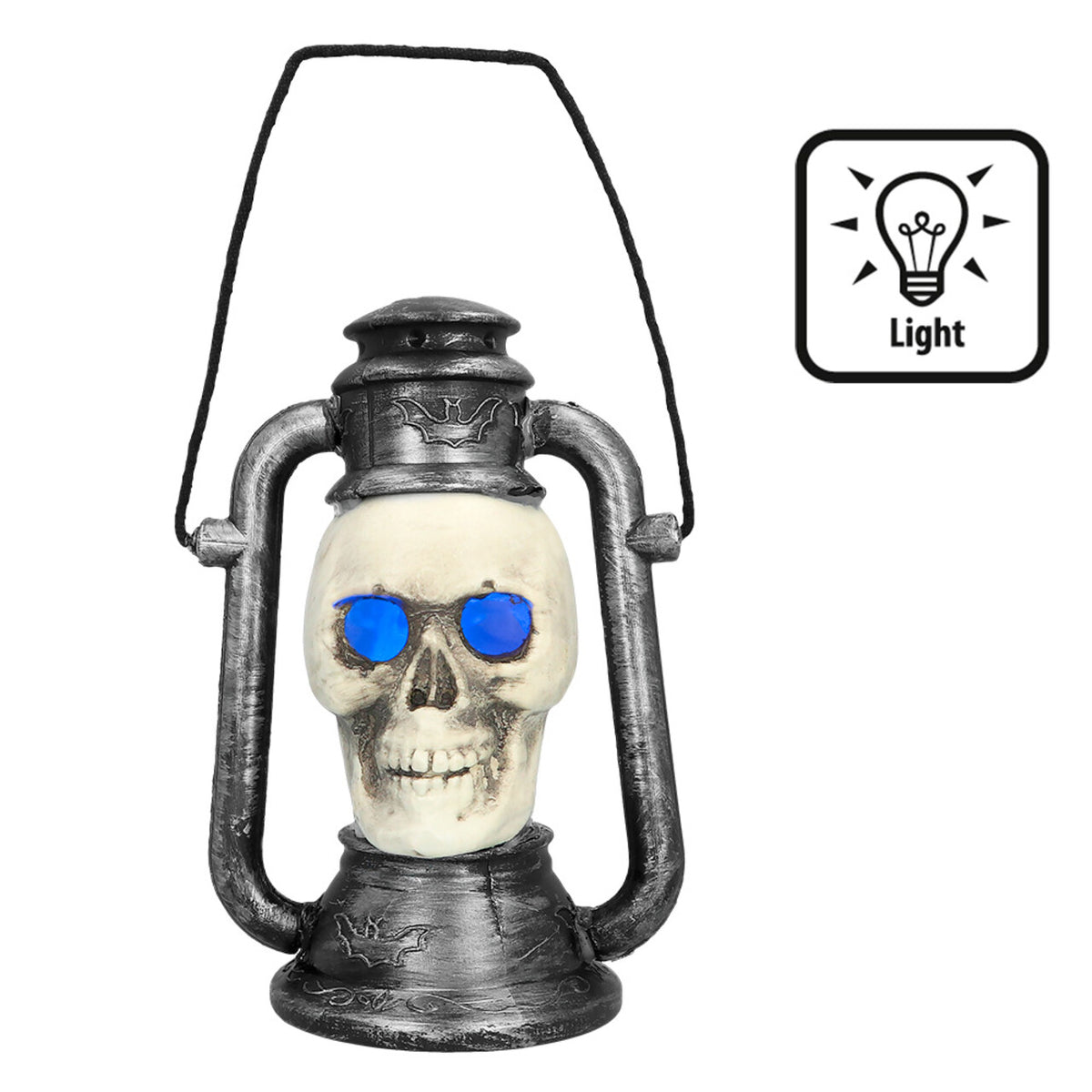 Op deze afbeelding zie je een Decoratie, van het merk Boland. Sinistere Lantaarn Schedel Met 3 Kleuren Licht