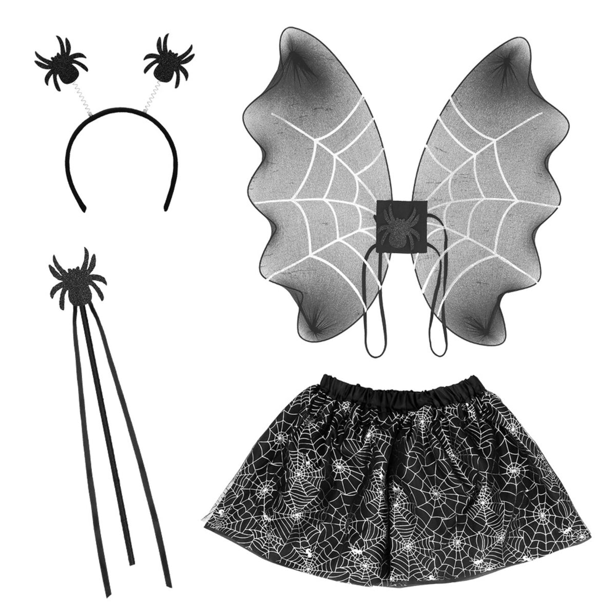 Op deze afbeelding zie je een Kostuums, van het merk Boland. Set Spin Kind Diadeemvleugels En Tutu Meisje Kostuum