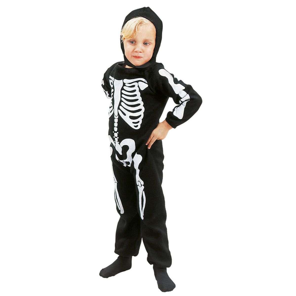 Op deze afbeelding zie je een Kostuums, van het merk Boland. Boney Little Skeleton Kind Kostuum